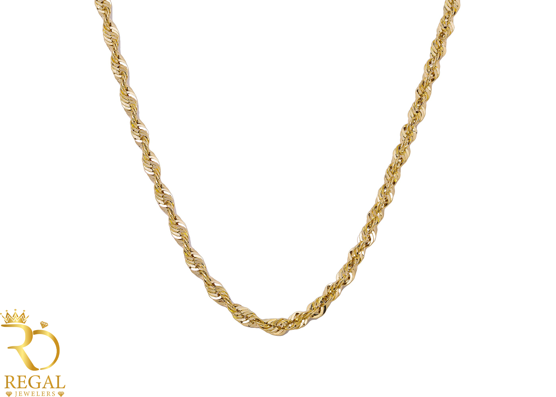 Diamond Cut Gold Rope Chain Hollow