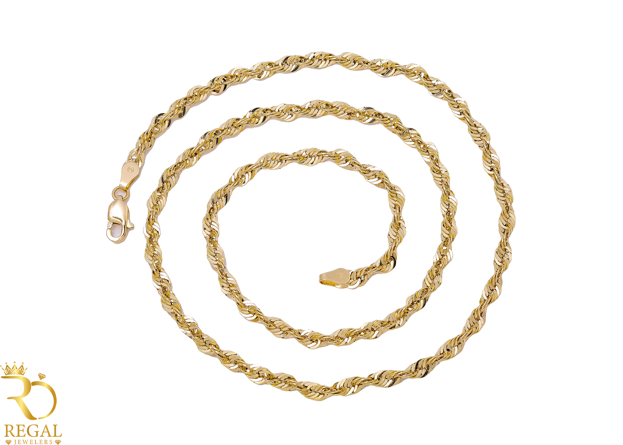 Diamond Cut Gold Rope Chain Hollow