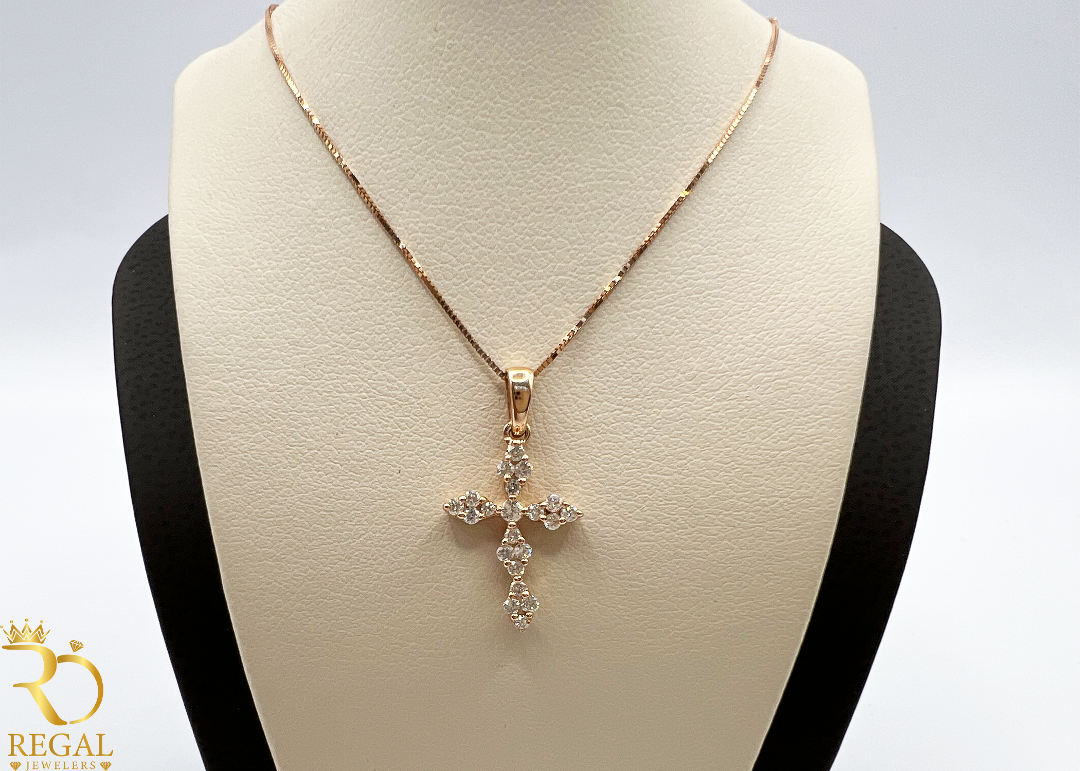 Female Cross Pendant Necklace with Diamonds