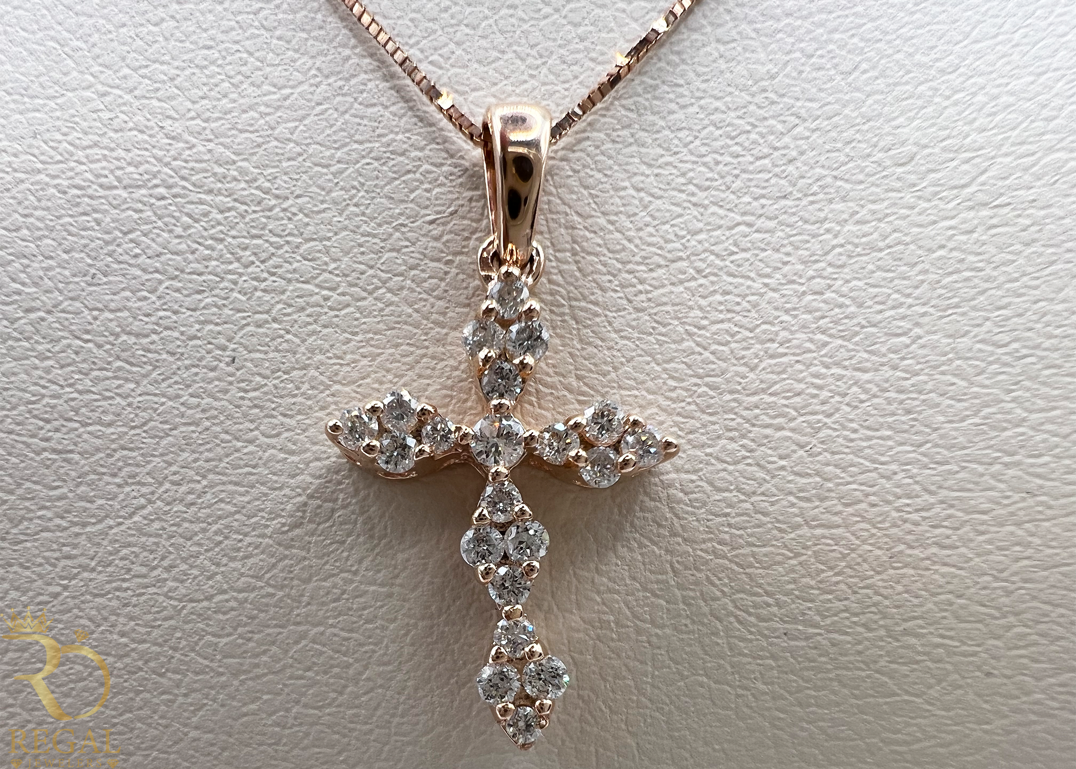 Female Cross Pendant Necklace with Diamonds