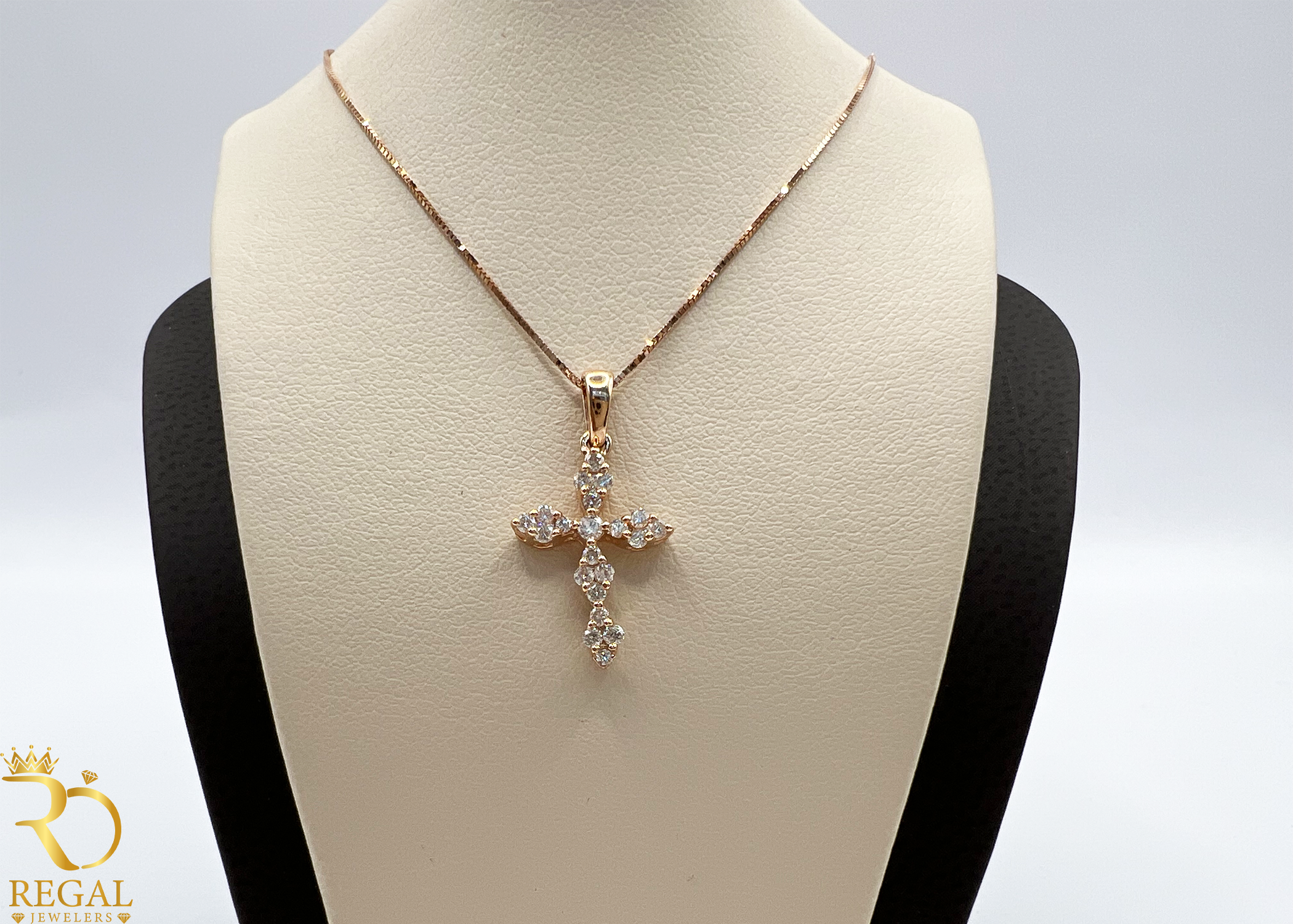 Female Cross Pendant Necklace with Diamonds