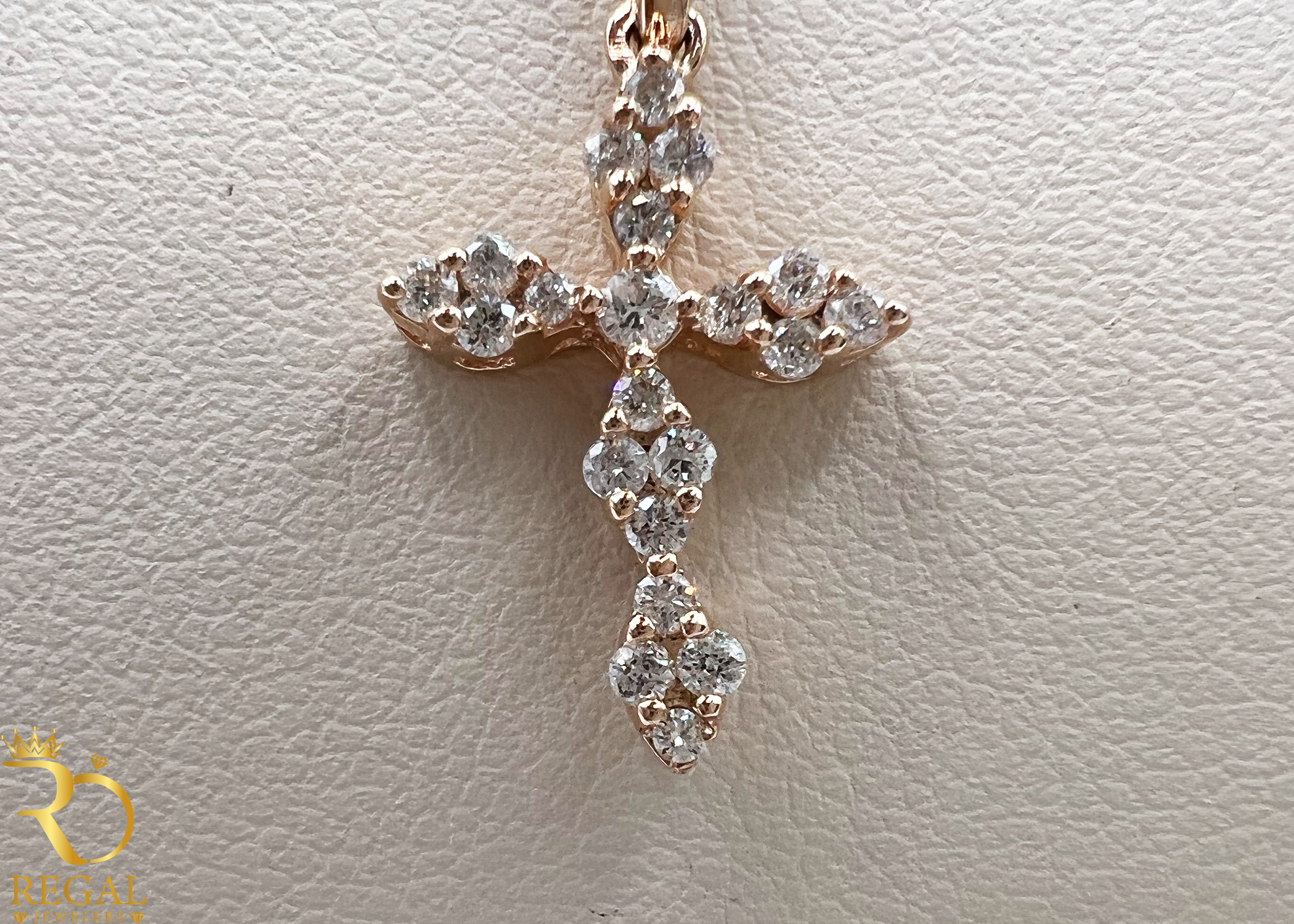 Female Cross Pendant Necklace with Diamonds