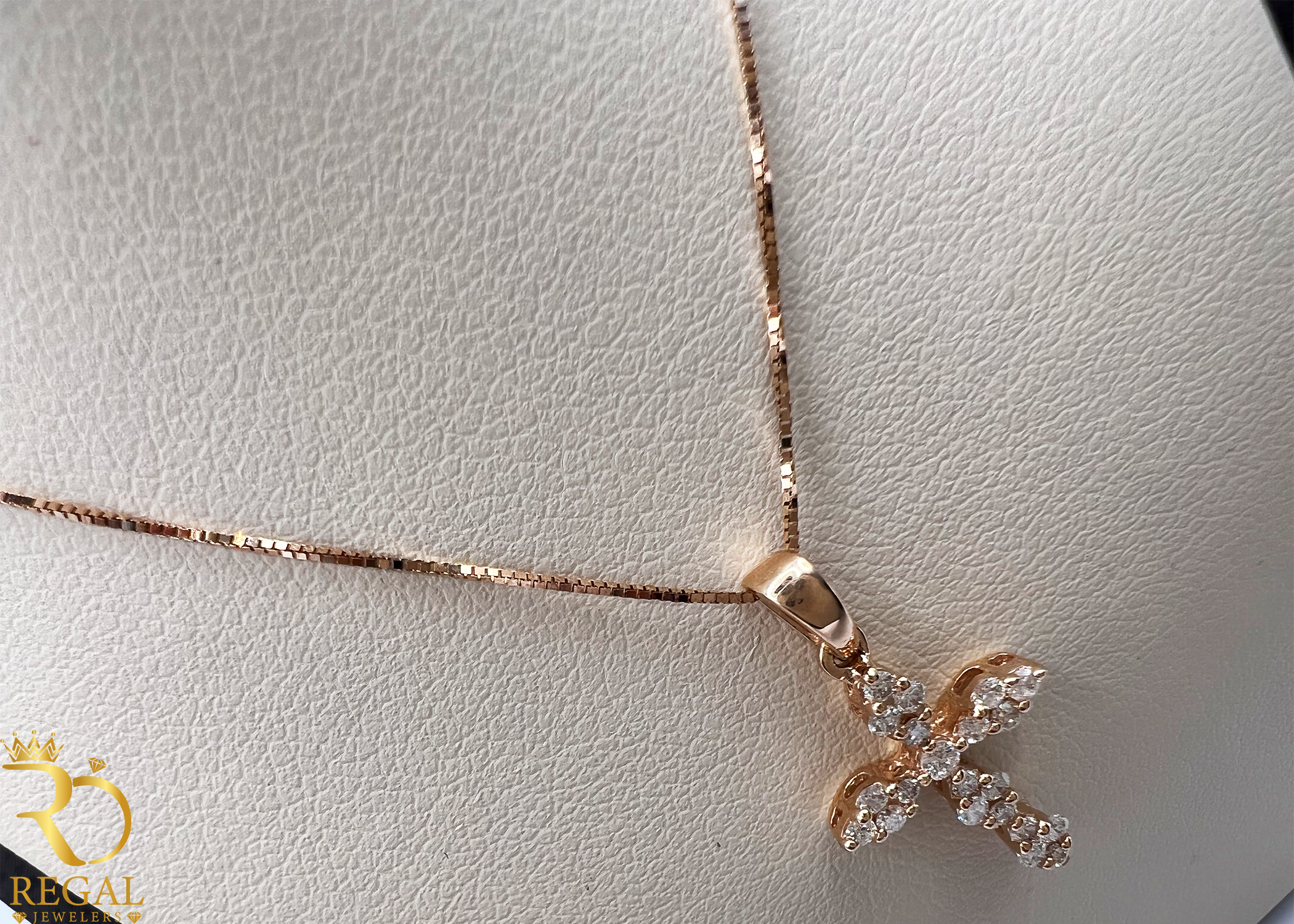 Female Cross Pendant Necklace with Diamonds