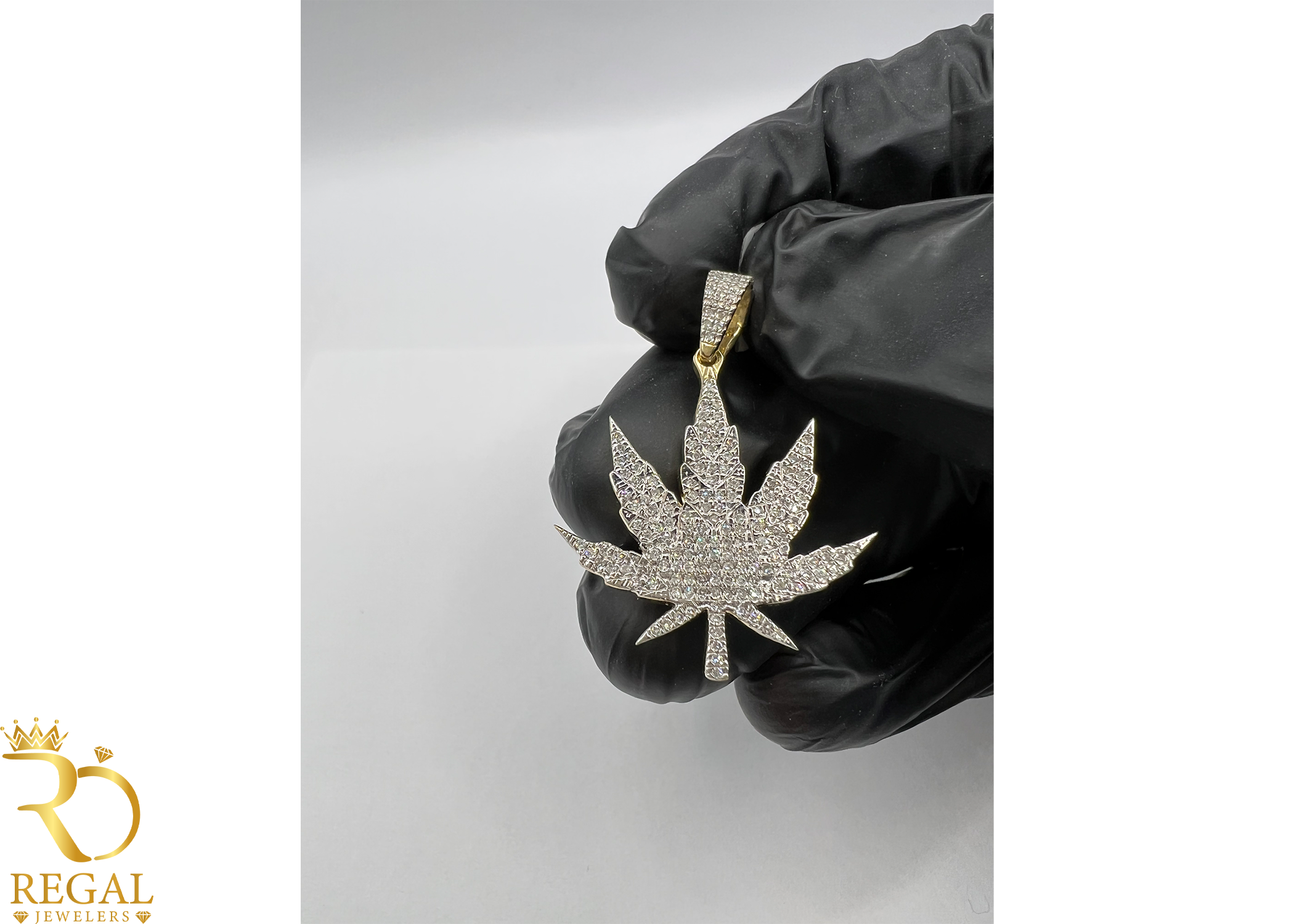 Weed Leave Pendant/Charm with Diamonds