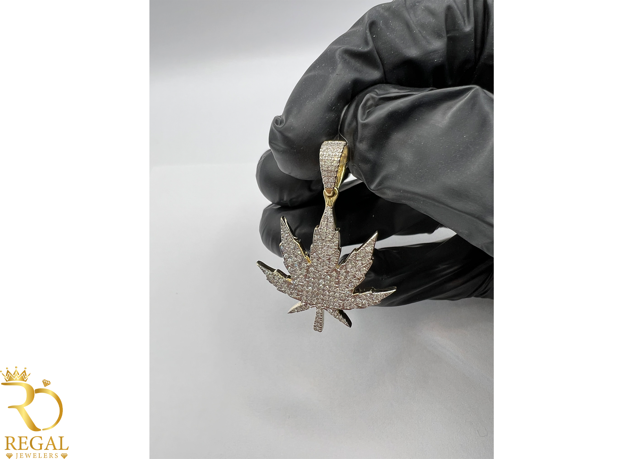 Weed Leave Pendant/Charm with Diamonds