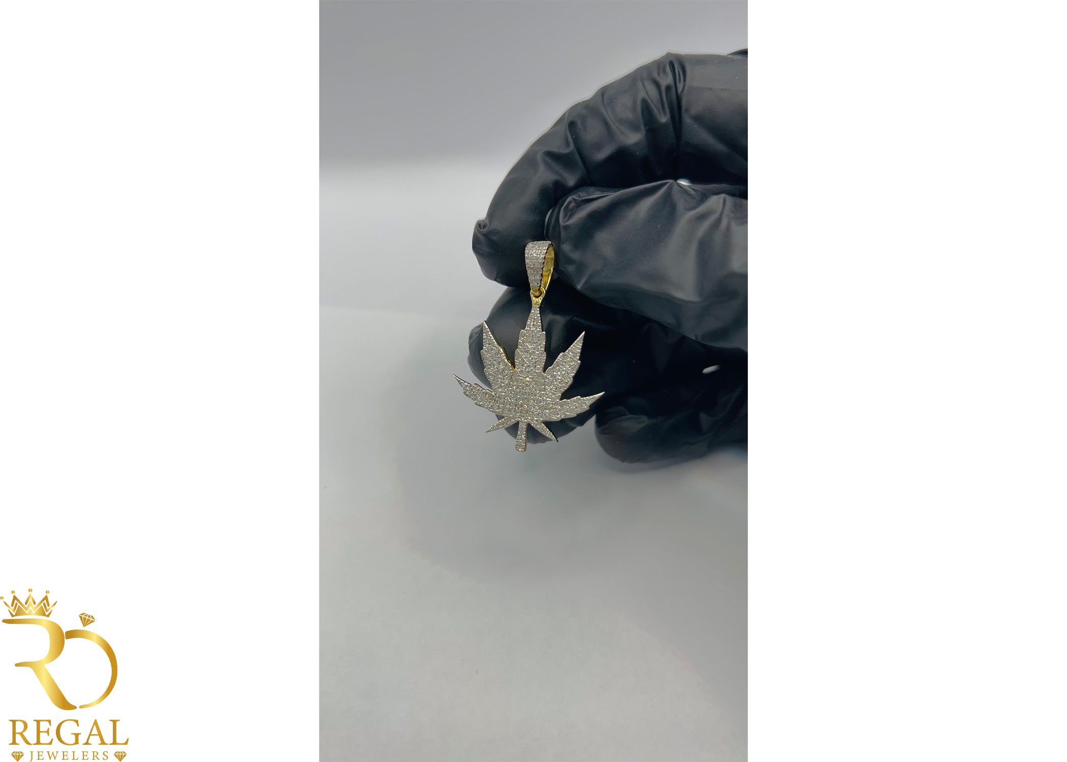 Weed Leave Pendant/Charm with Diamonds