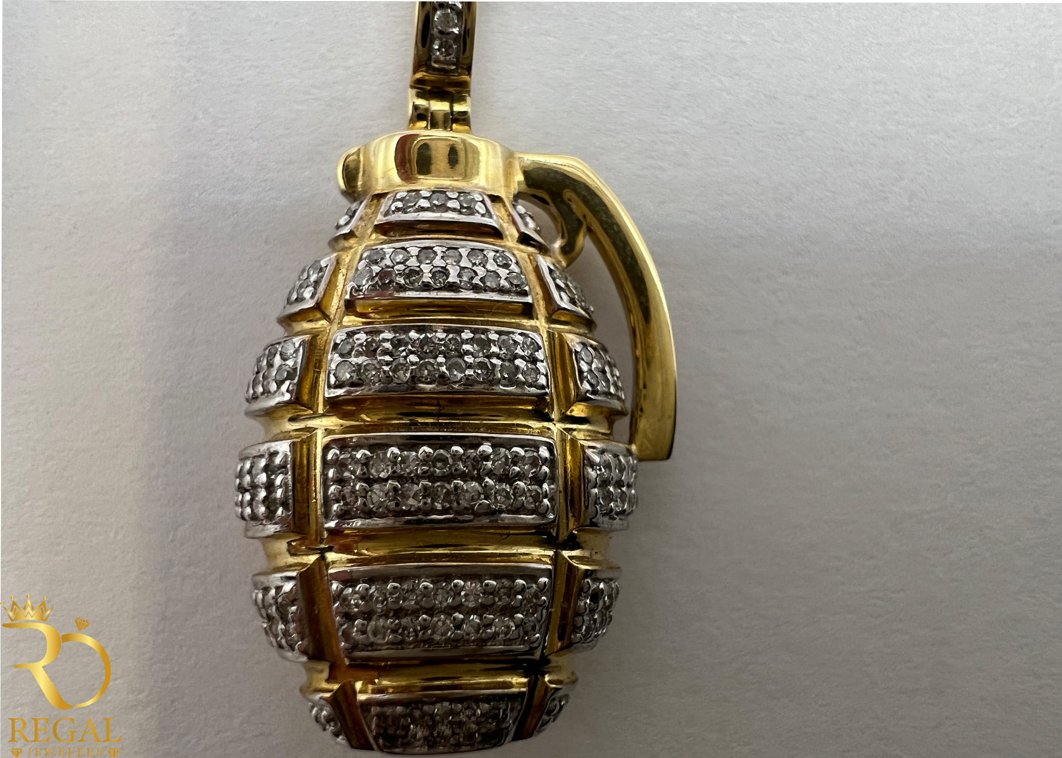 Hand Grenade Pendant with Diamonds