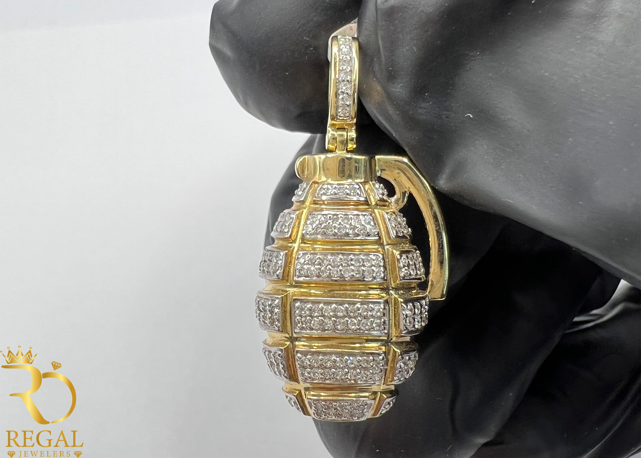 Hand Grenade Pendant with Diamonds