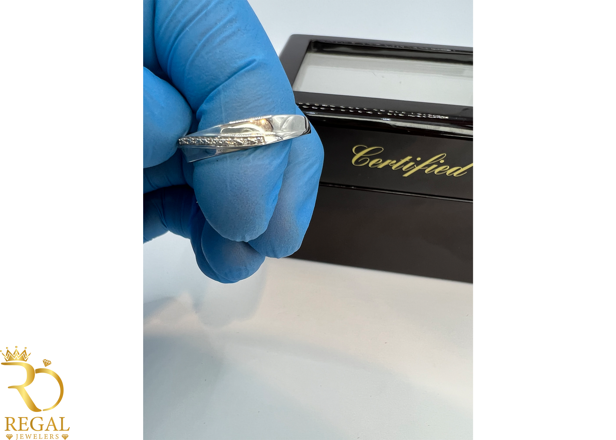 White Gold Wedding Band with Diamonds