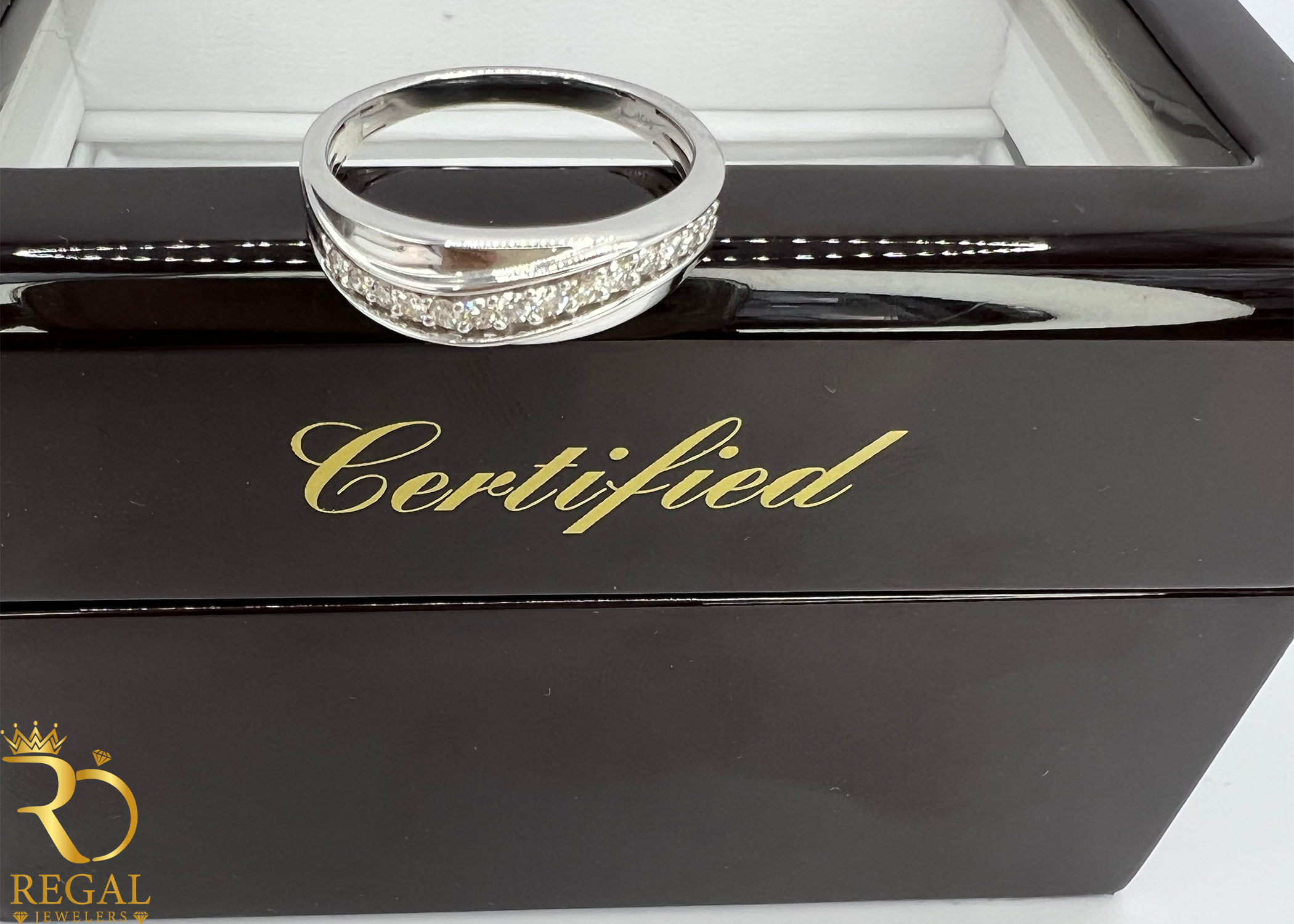 White Gold Band with Diamonds