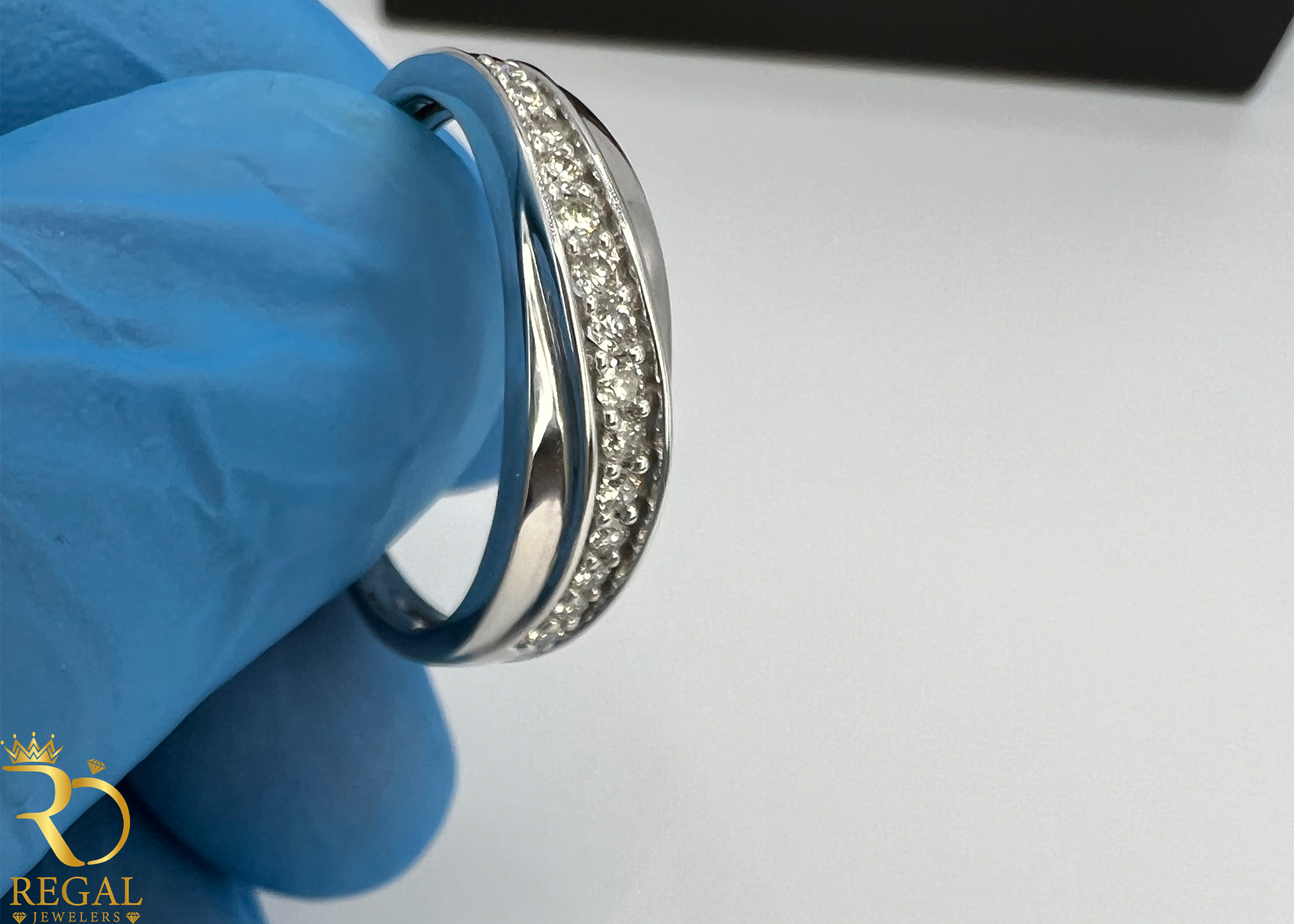 White Gold Band with Diamonds