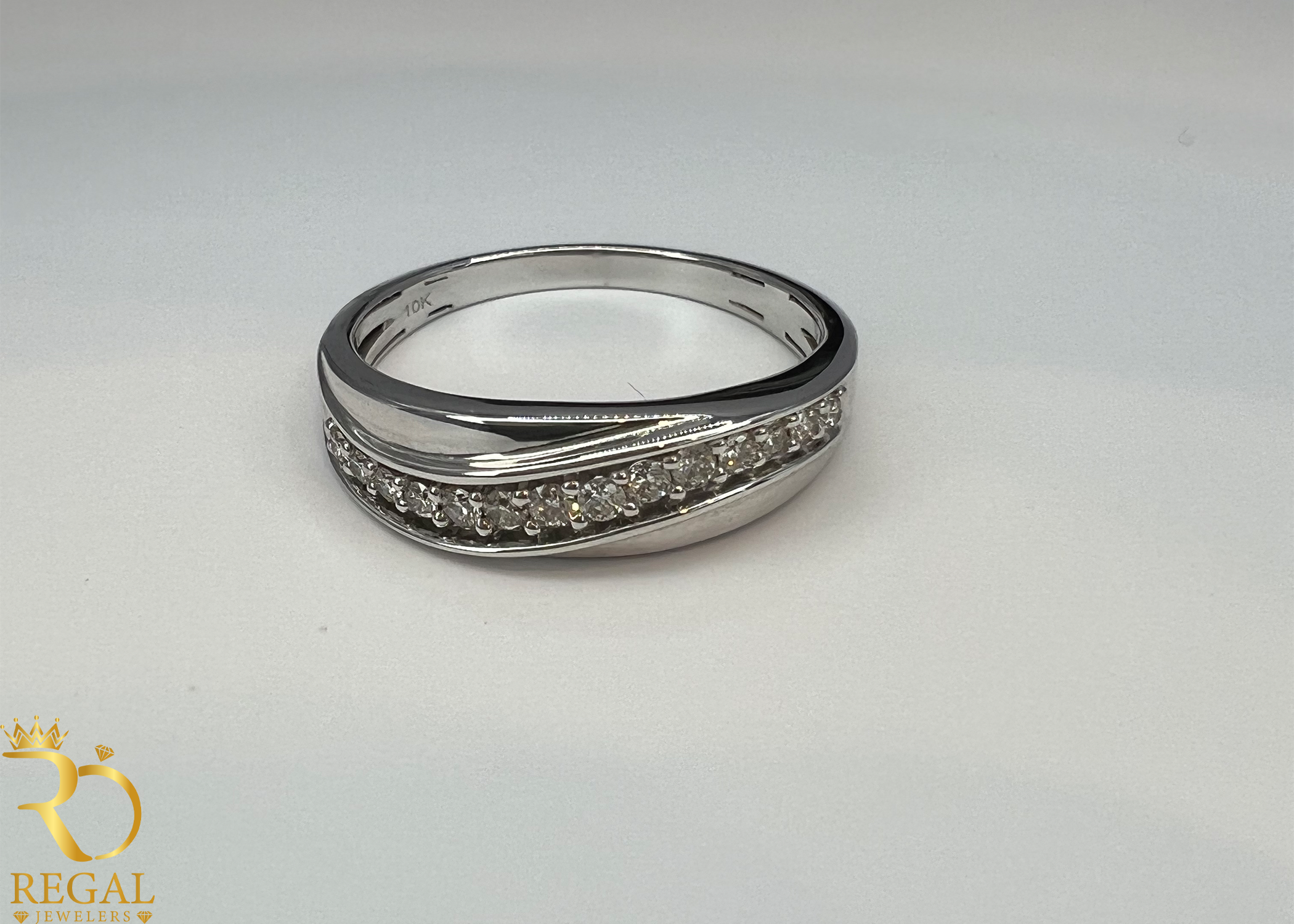 White Gold Band with Diamonds