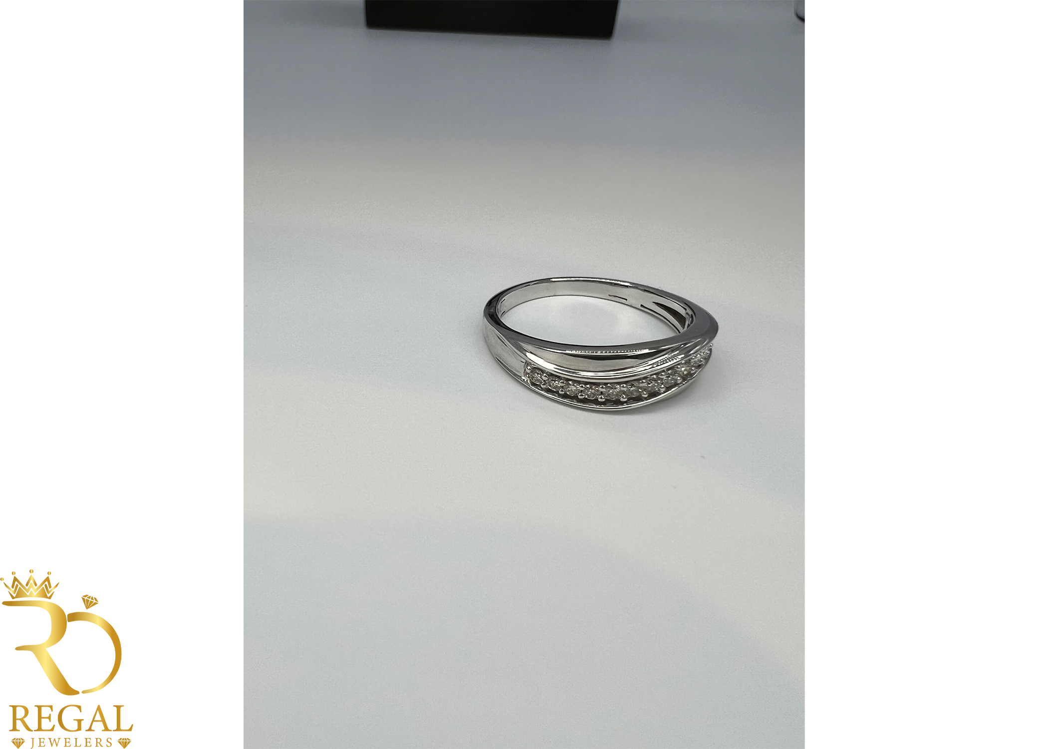 White Gold Band with Diamonds