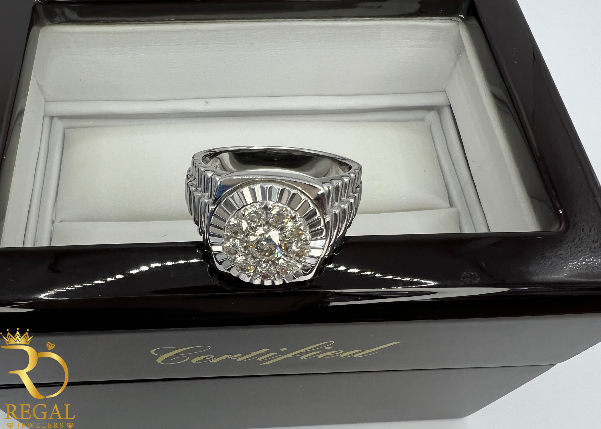 White Gold Pinky Ring with Diamonds