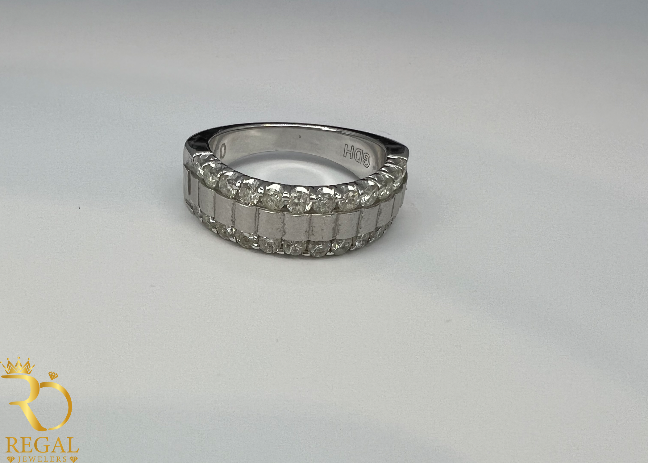 White Gold Wedding Band with Diamonds