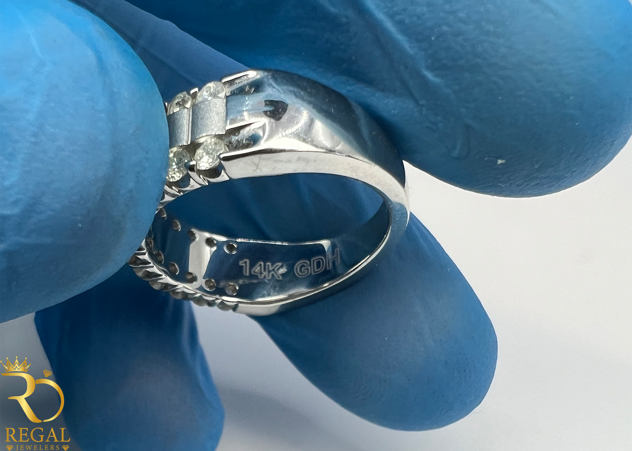 White Gold Wedding Band with Diamonds