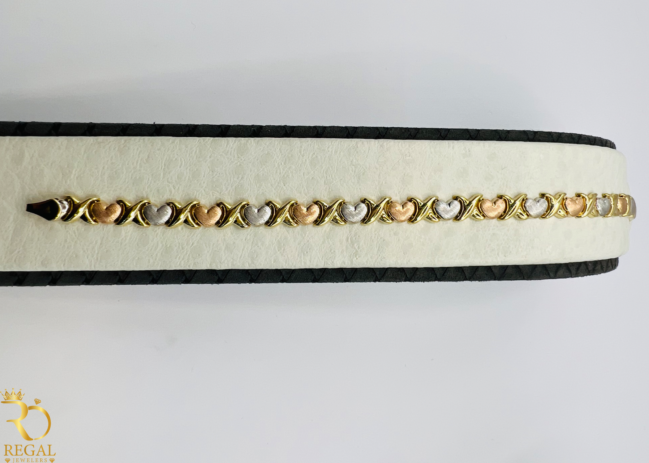 Tri-Tone "XO" Heart Gold Bracelet