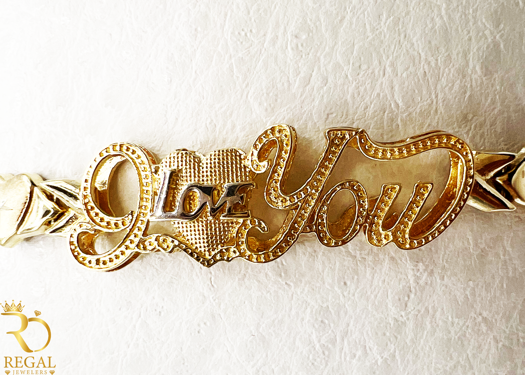 2 Tone Heart Love Bracelet Gold