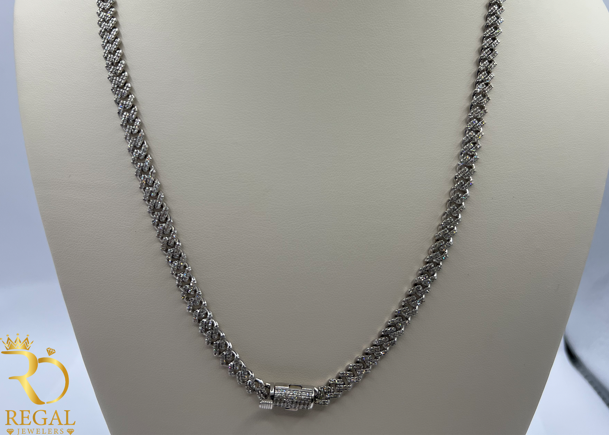 Miami Cuban Solid Chain with Diamonds