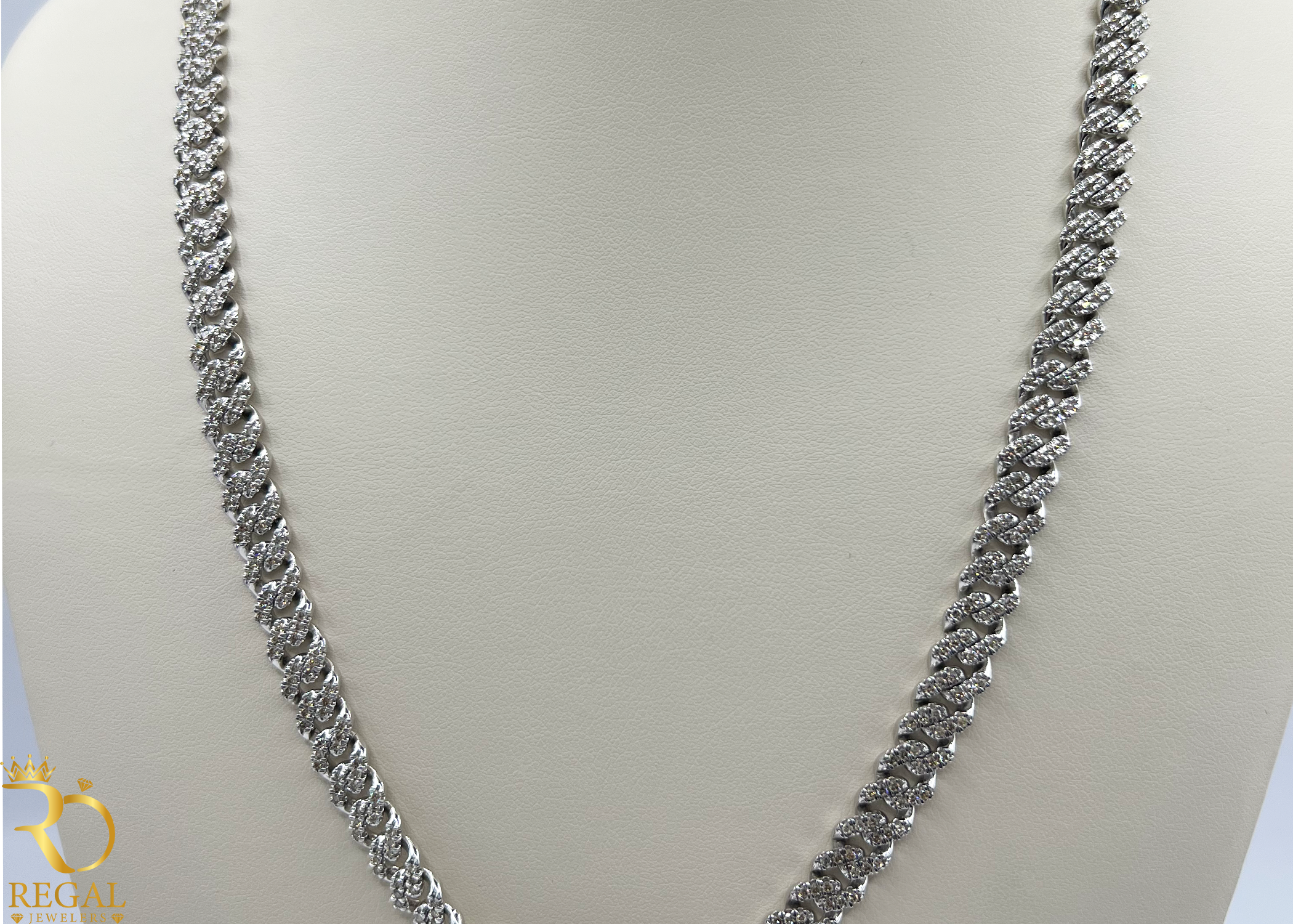 Miami Cuban Solid Chain with Diamonds