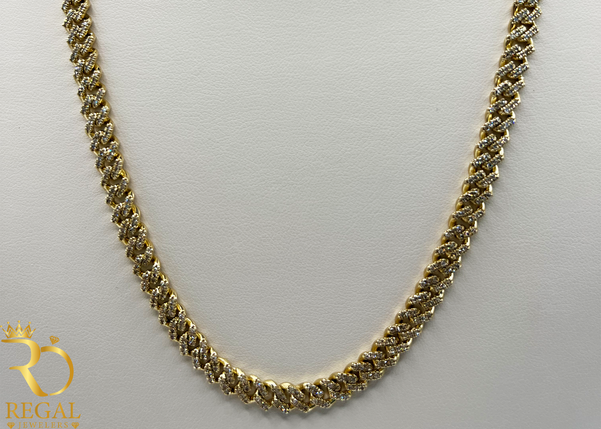 Miami Cuban Solid Chain with Diamonds