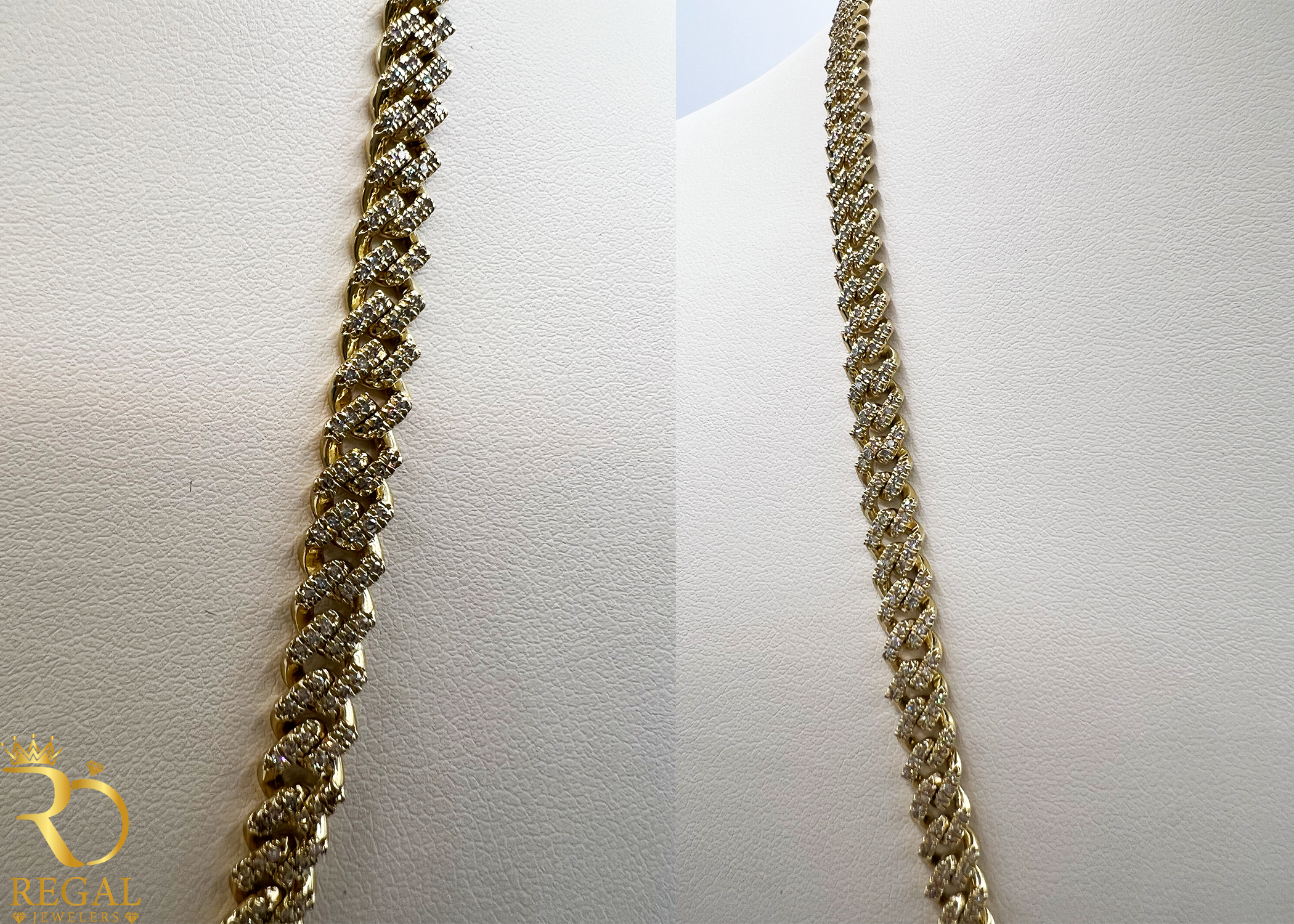 Miami Cuban Solid Chain with Diamonds