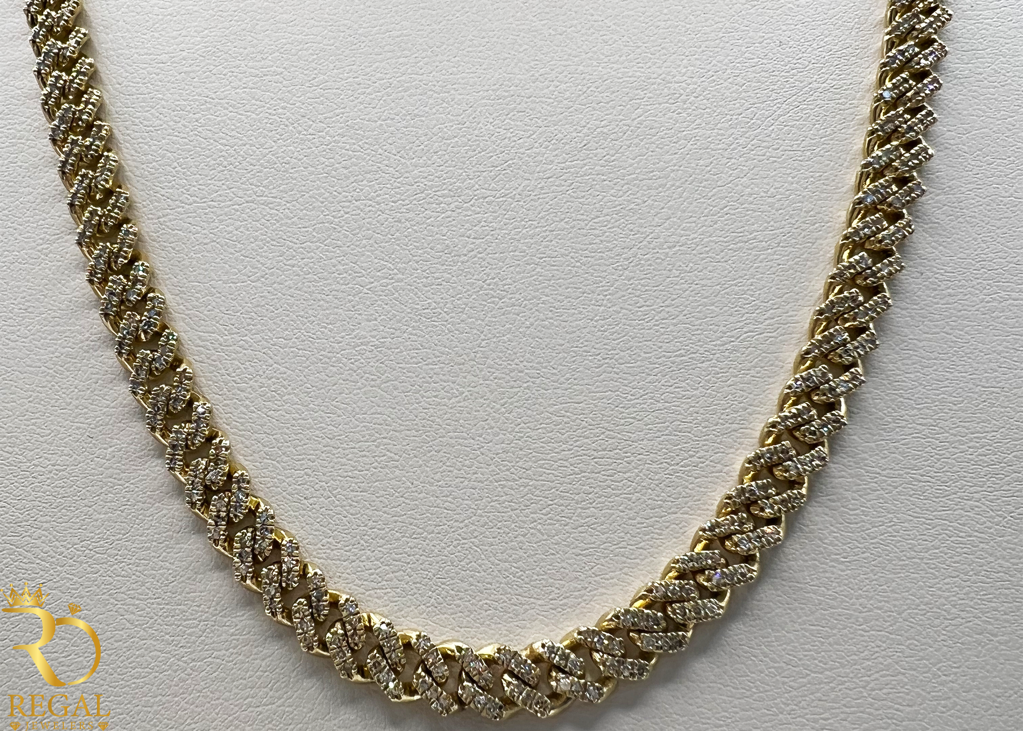 Miami Cuban Solid Chain with Diamonds