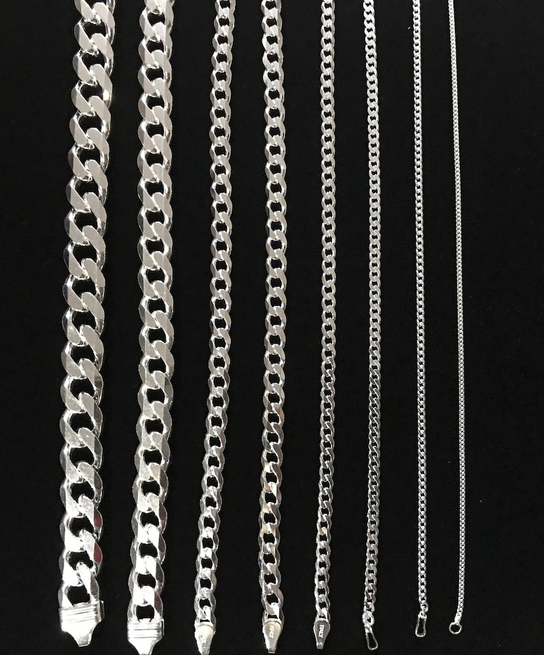 925 Sterling Silver Cuban Link Solid Chain