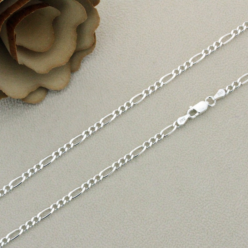 925 Sterling Silver Solid Figaro Chain