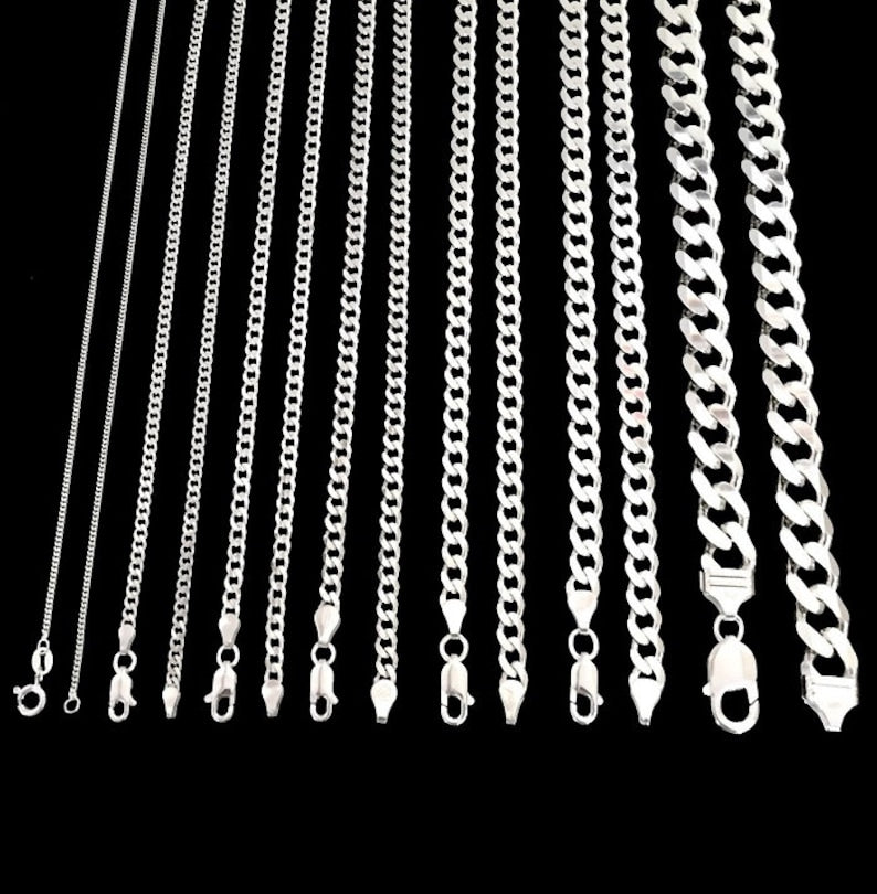 925 Sterling Silver Cuban Link Solid Chain