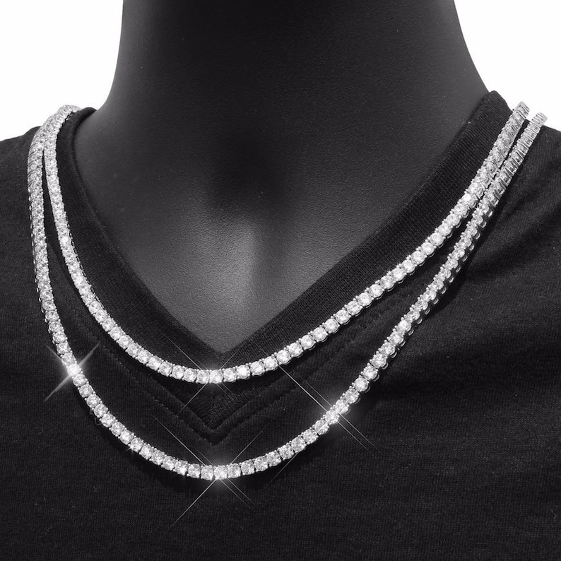 925 Sterling Silver Tennis Chain with CZ stones