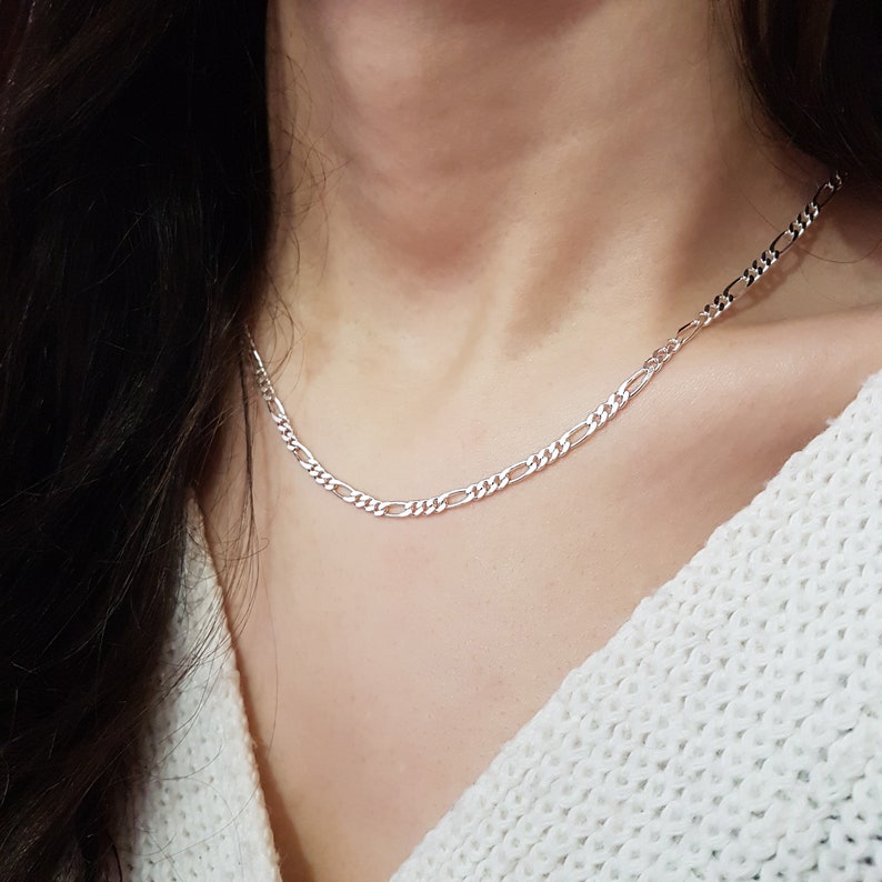 925 Sterling Silver Solid Figaro Chain