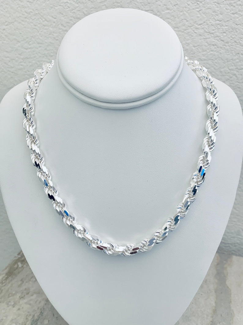 925 Sterling Silver Solid Rope Chain