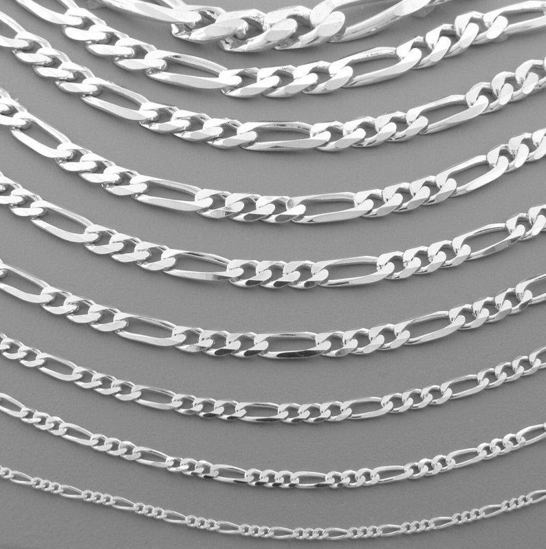 925 Sterling Silver Solid Figaro Chain