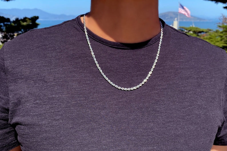 925 Sterling Silver Solid Rope Chain