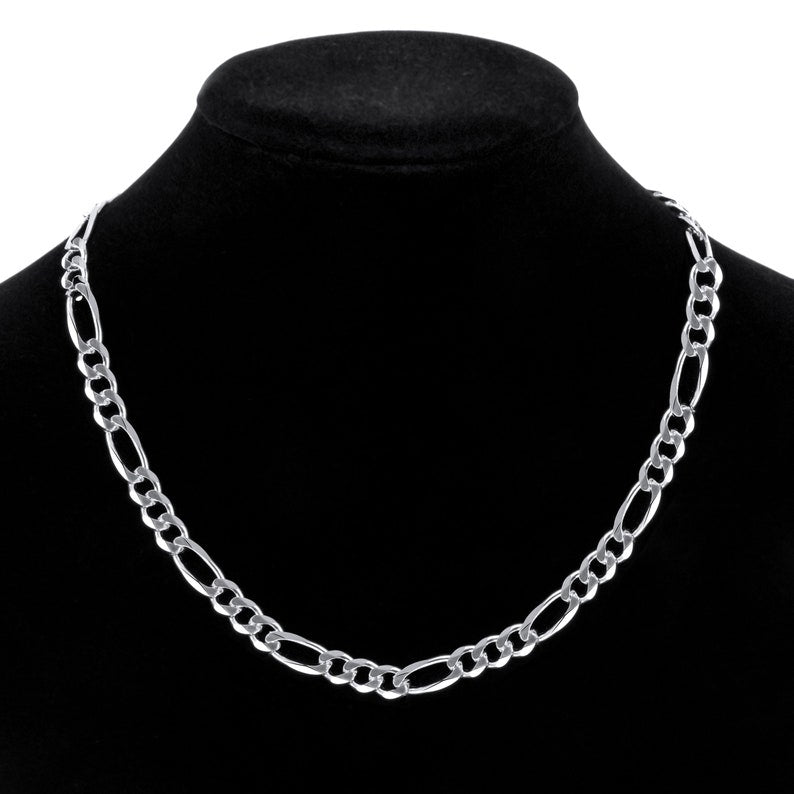 925 Sterling Silver Solid Figaro Chain