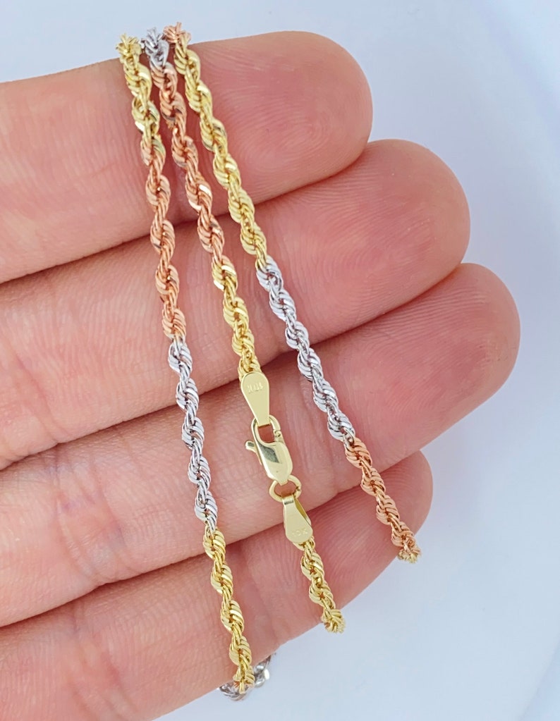 10K Gold Tri Color Rope Chain