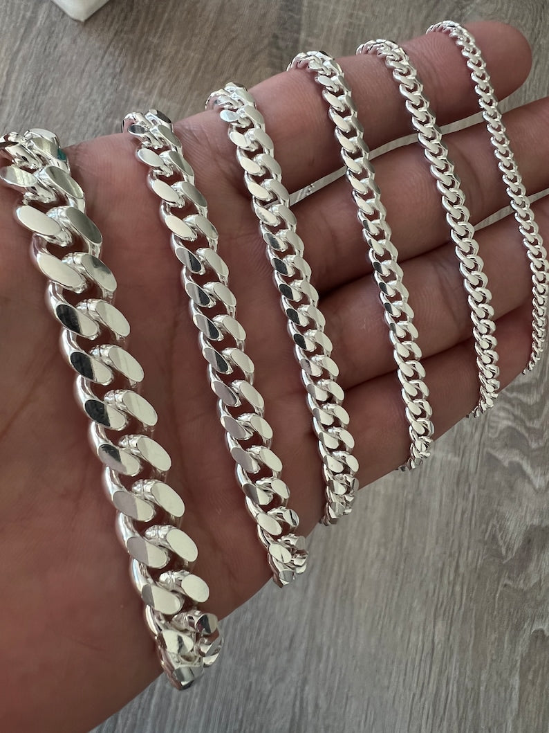 925 Sterling Silver Miami Cuban Link Solid Chain