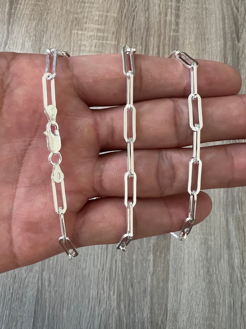 925 Sterling Silver Solid Paperclip Chain