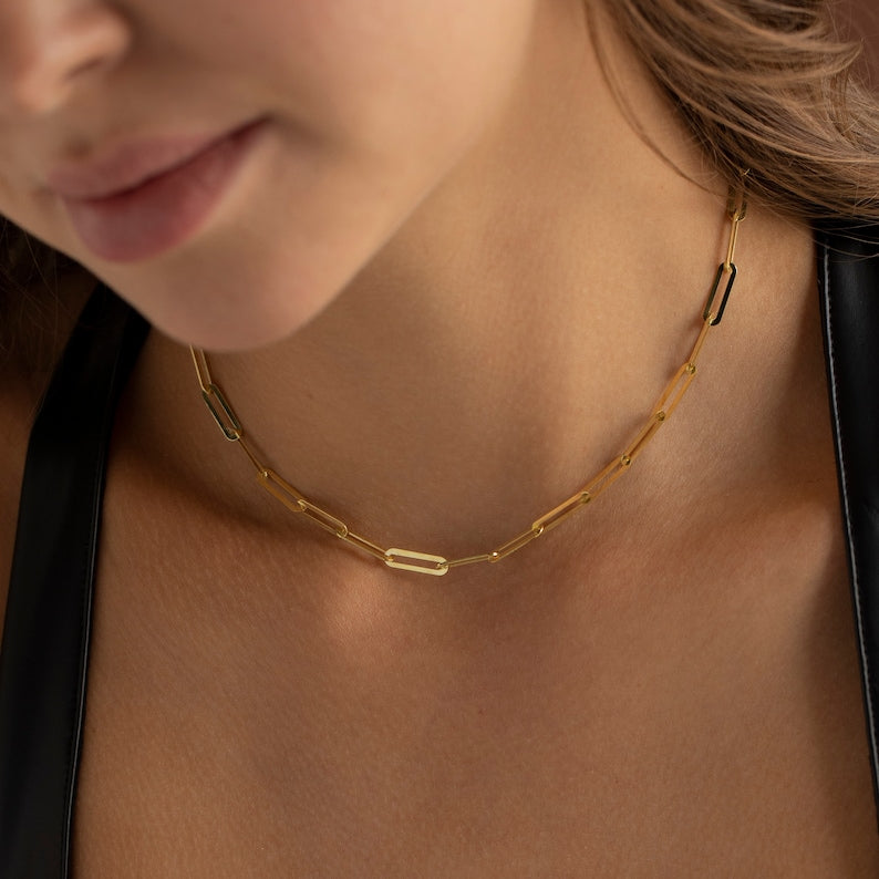 10k Gold Paperclip Necklace