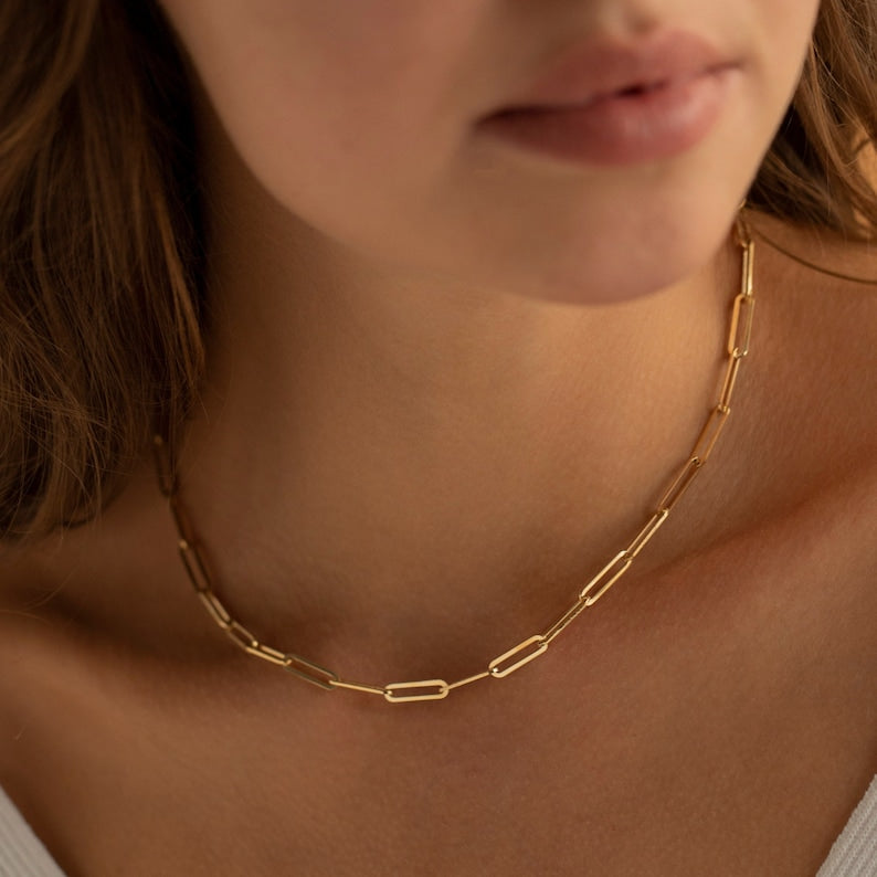 10k Gold Paperclip Necklace