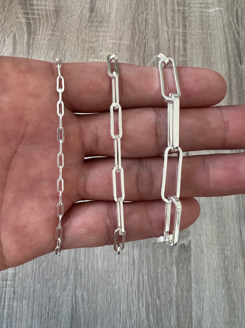 925 Sterling Silver Solid Paperclip Chain