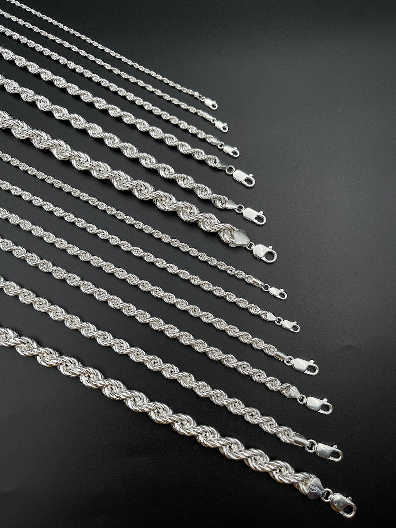 925 Sterling Silver Solid Rope Chain