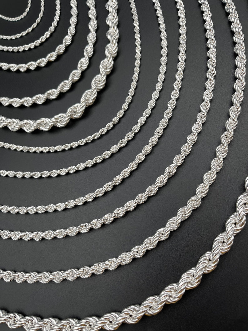 925 Sterling Silver Solid Rope Chain