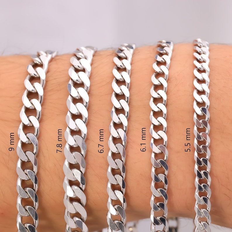 925 Sterling Silver Cuban Link Bracelet