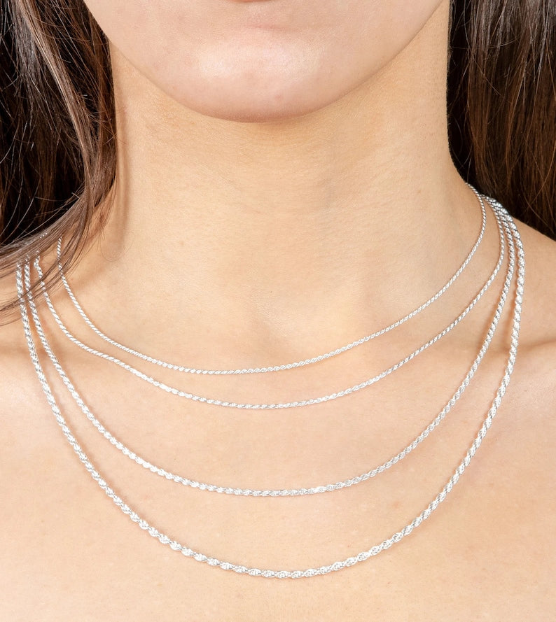 925 Sterling Silver Solid Rope Chain