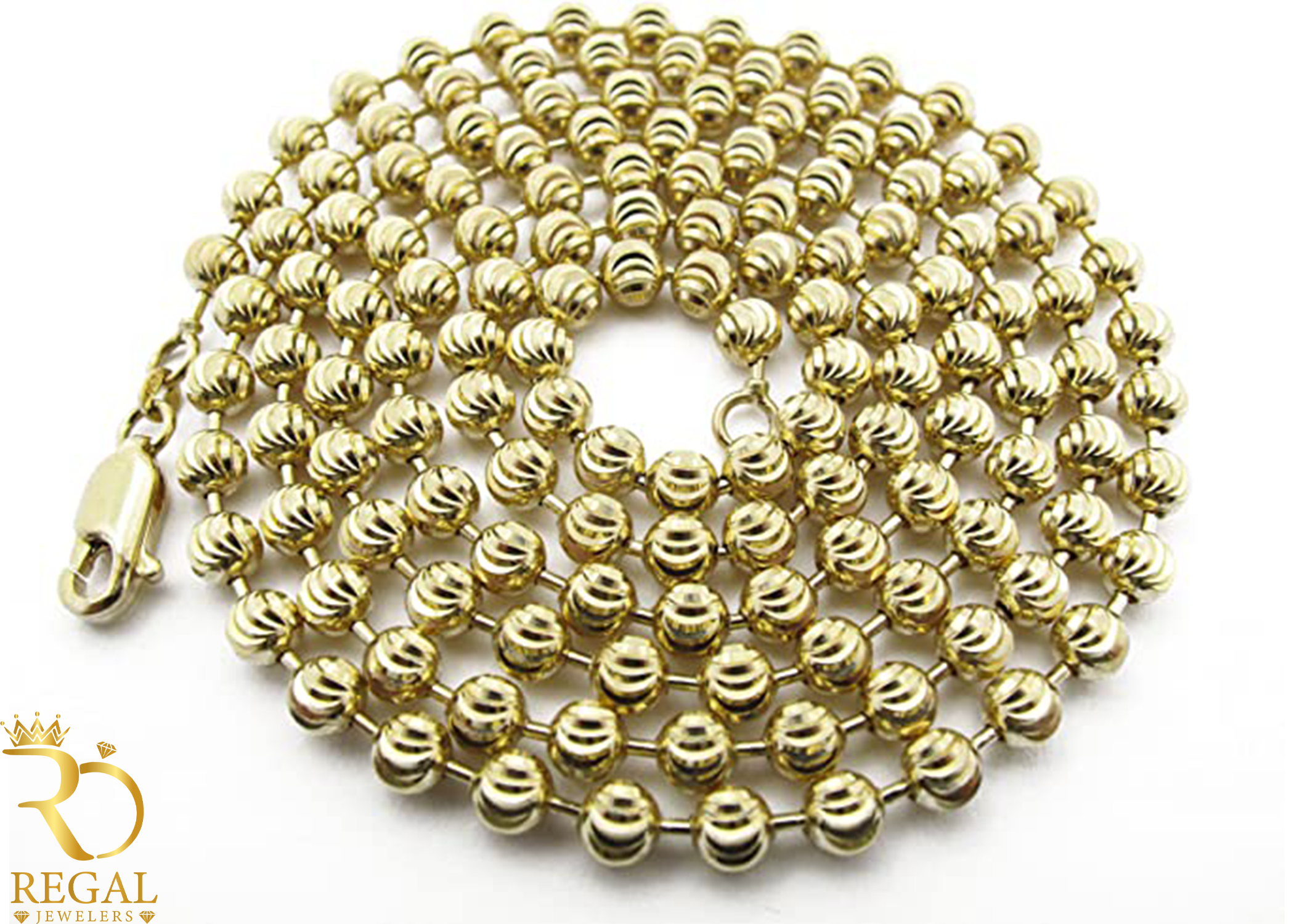 10K Gold Moon Cut Solid Chain