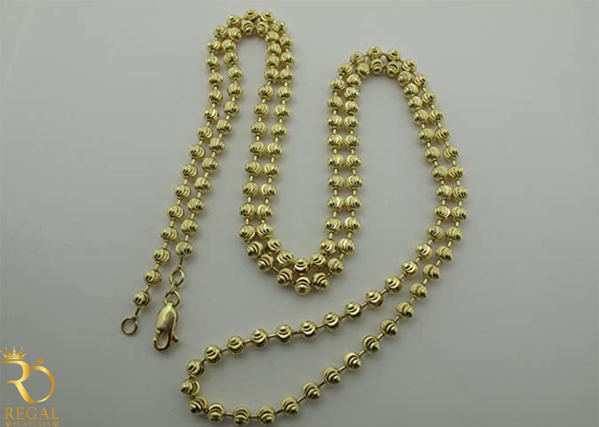 10K Gold Moon Cut Solid Chain