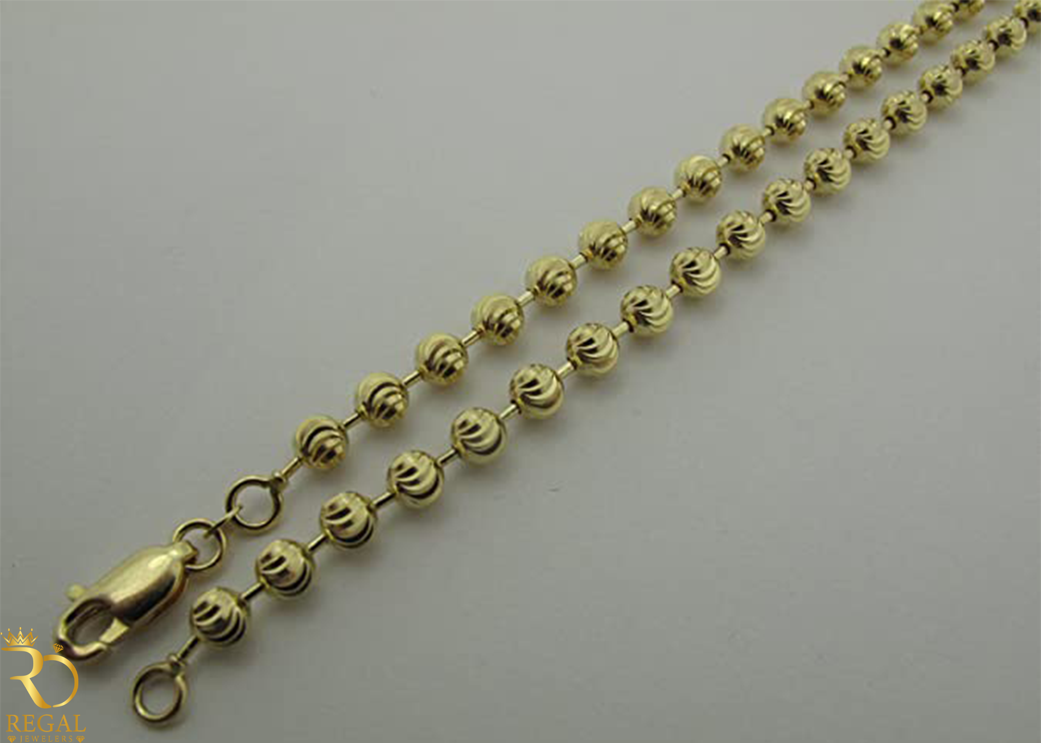 10K Gold Moon Cut Solid Chain