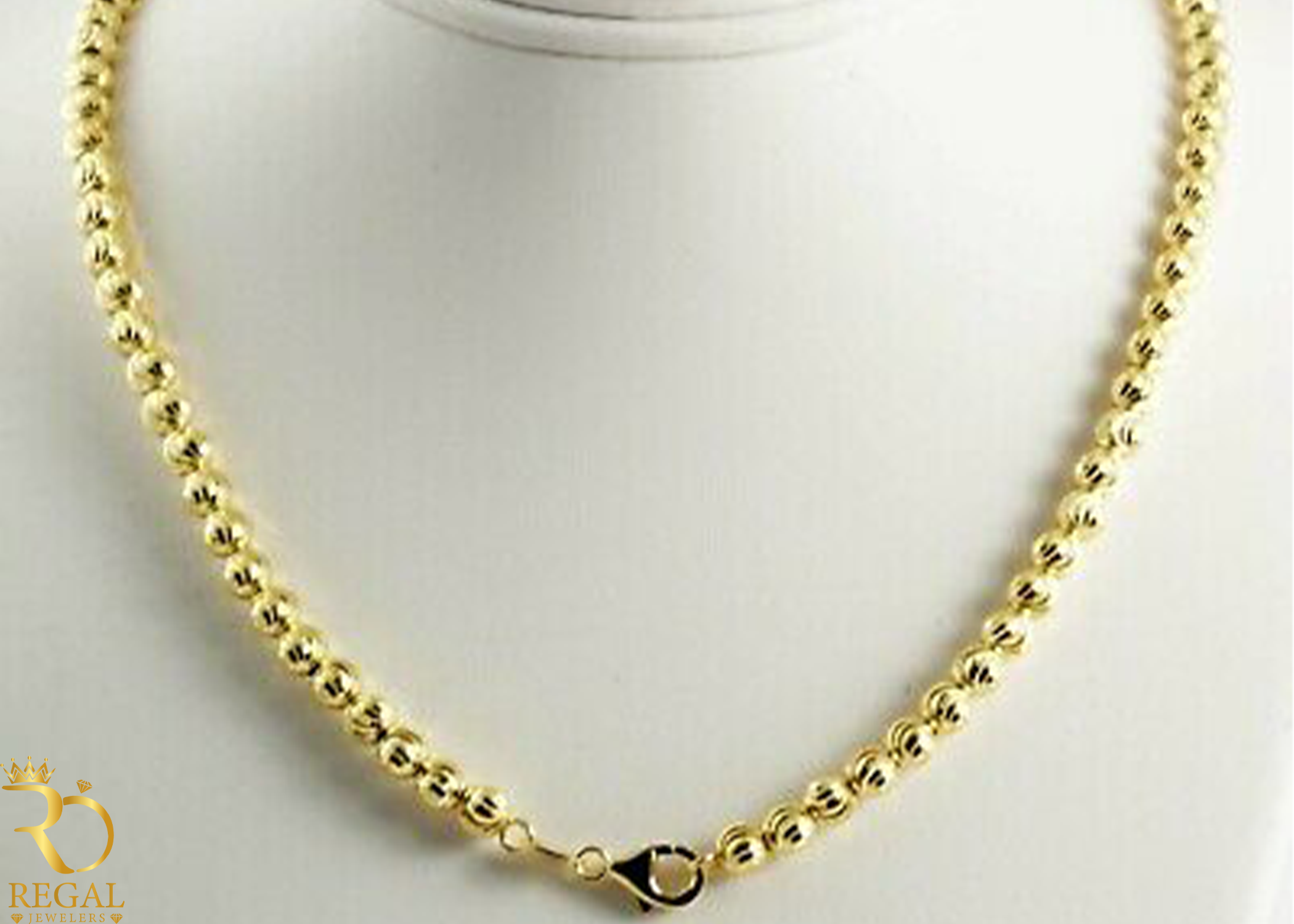 10K Gold Moon Cut Solid Chain